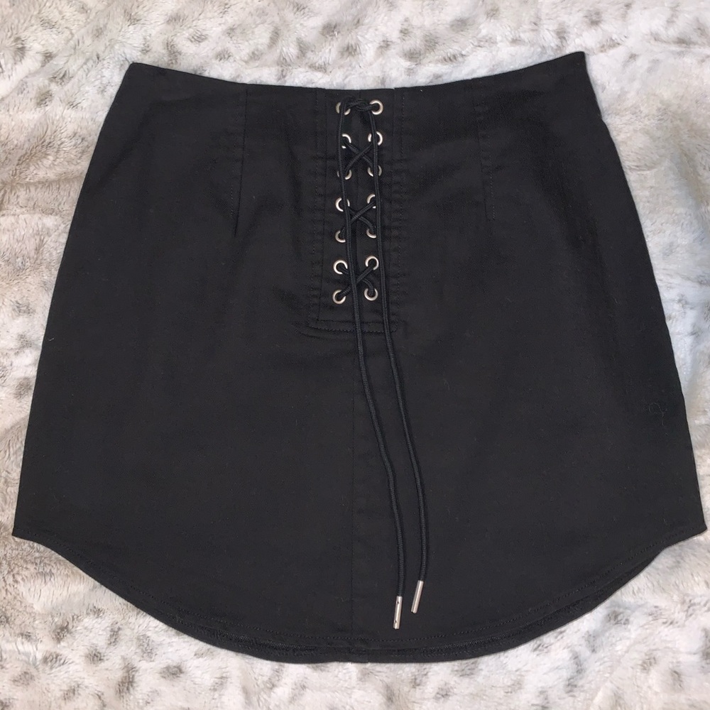 Forever 21 Black Lace-up Mini Skirt